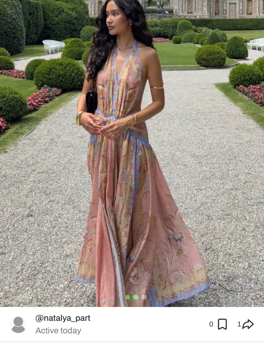 Renting out Zimmermann Indra Metallic Stripe Print Silk Halter Dress